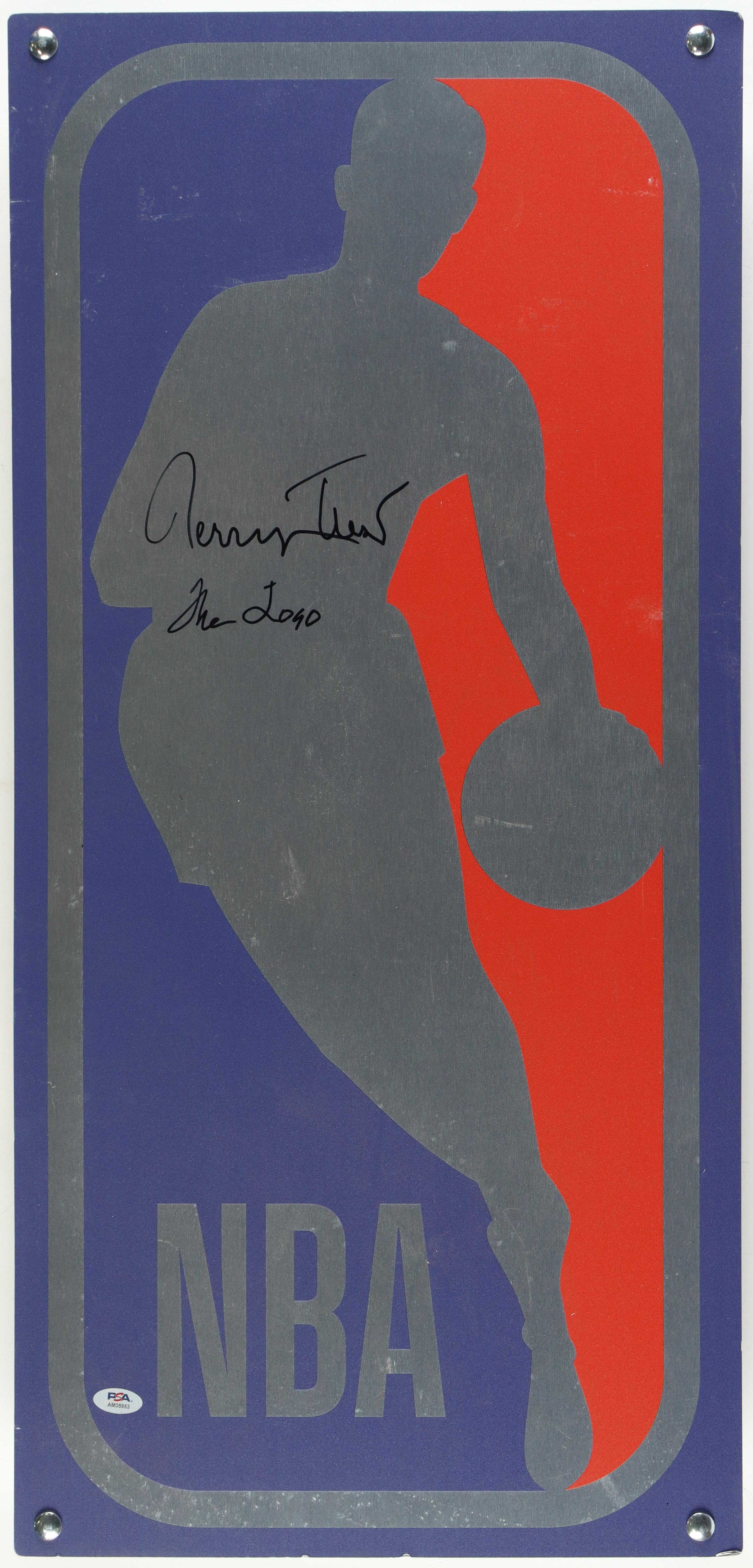 Jerry West Signed NBA Logo Metal Sign Inscribed "The Logo" (PSA) at PristineAuction.com Jerry West Signed NBA Logo Metal Sign Inscribed "The Logo" (PSA) at PristineAuction.com