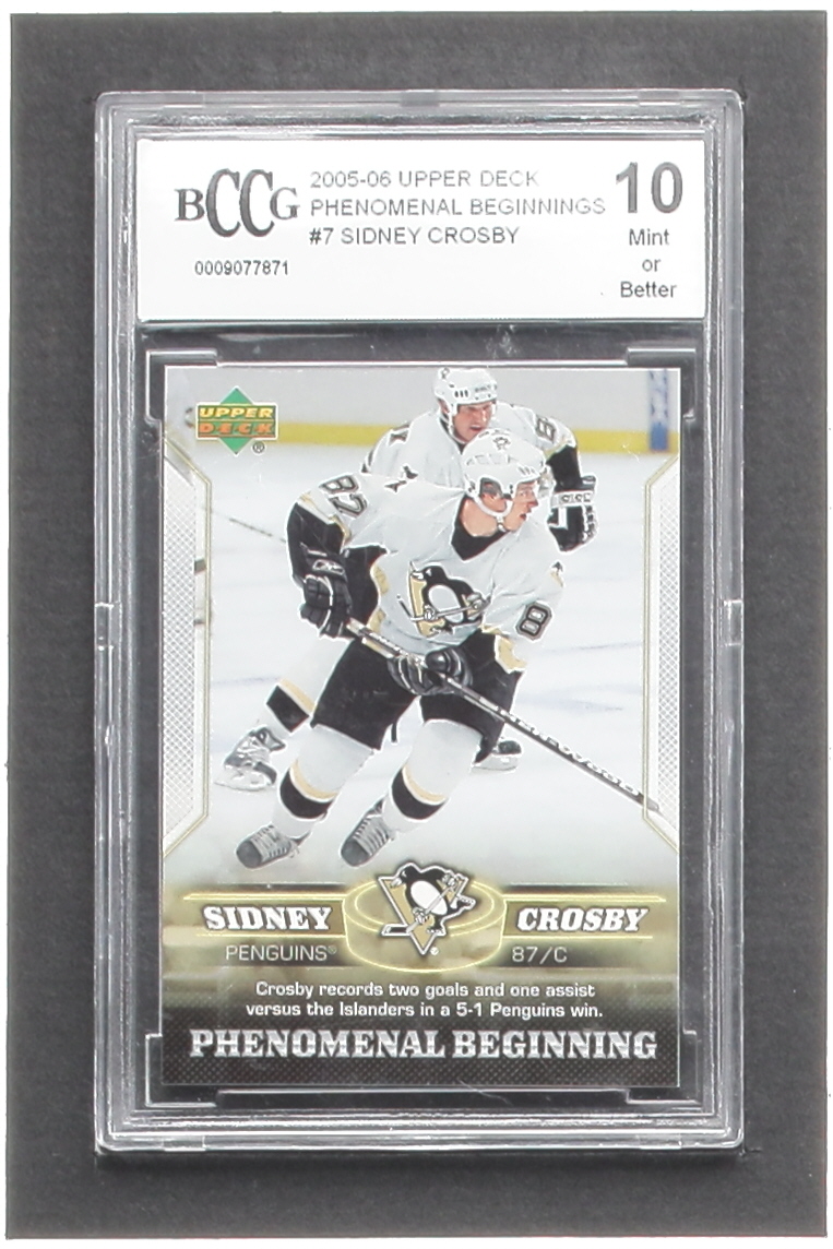 Sidney Crosby 2005-06 Upper Deck Phenomenal Beginnings #7 RC (BCCG 10) at PristineAuction.com Sidney Crosby 2005-06 Upper Deck Phenomenal Beginnings #7 RC (BCCG 10) at PristineAuction.com