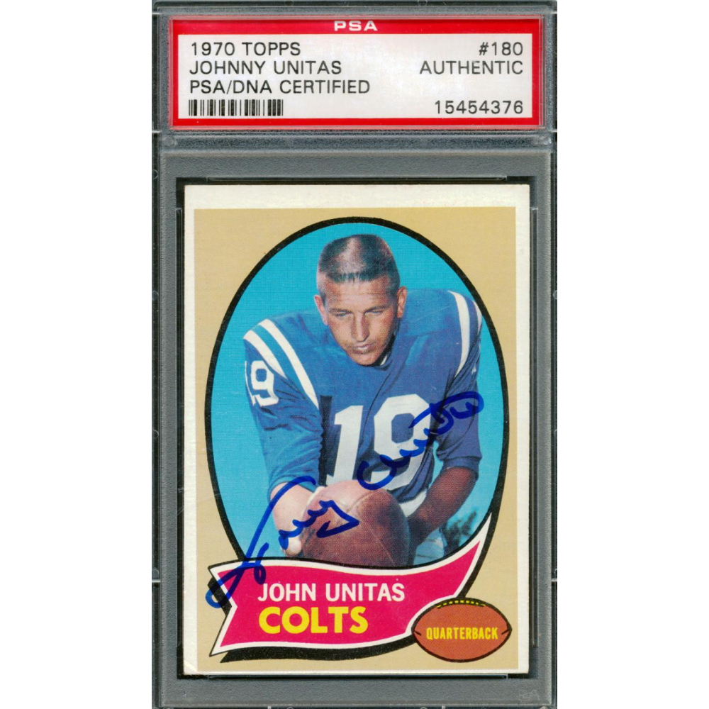 Johnny Unitas Signed 1970 Topps 180 (PSA) Pristine Auction