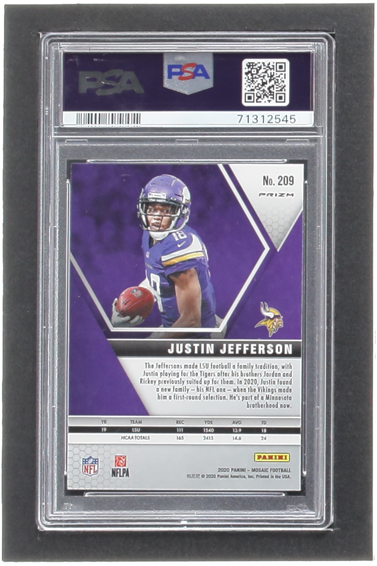 Justin Jefferson 2020 Panini Mosaic Mosaic Green #209 RC (PSA 9) at PristineAuction.com Justin Jefferson 2020 Panini Mosaic Mosaic Green #209 RC (PSA 9) at PristineAuction.com