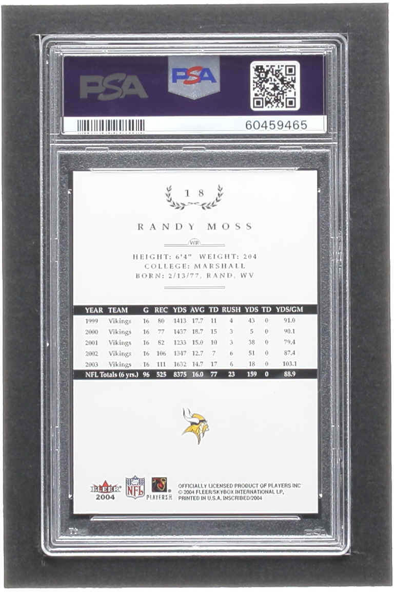 Randy Moss 2004 Fleer Inscribed #18 (PSA 9) at PristineAuction.com Randy Moss 2004 Fleer Inscribed #18 (PSA 9) at PristineAuction.com