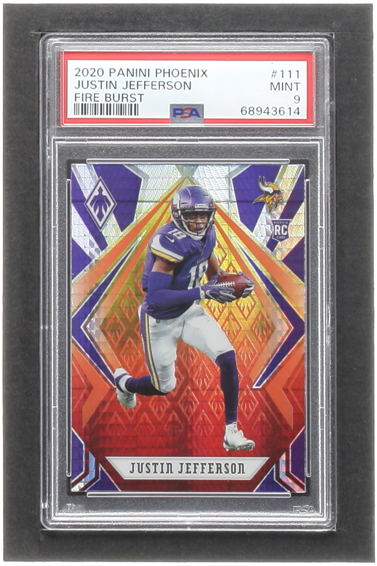 Justin Jefferson 2020 Panini Phoenix Fire Burst #111 RC (PSA 9) at PristineAuction.com Justin Jefferson 2020 Panini Phoenix Fire Burst #111 RC (PSA 9) at PristineAuction.com