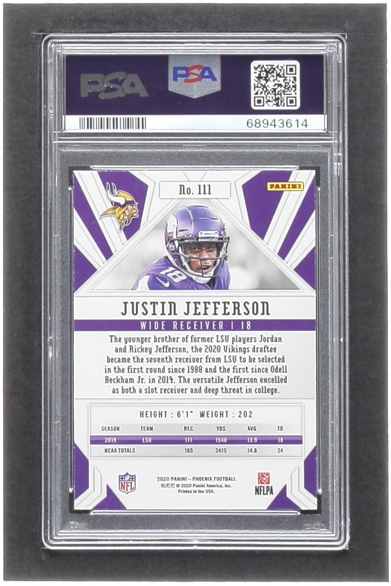 Justin Jefferson 2020 Panini Phoenix Fire Burst #111 RC (PSA 9) at PristineAuction.com Justin Jefferson 2020 Panini Phoenix Fire Burst #111 RC (PSA 9) at PristineAuction.com