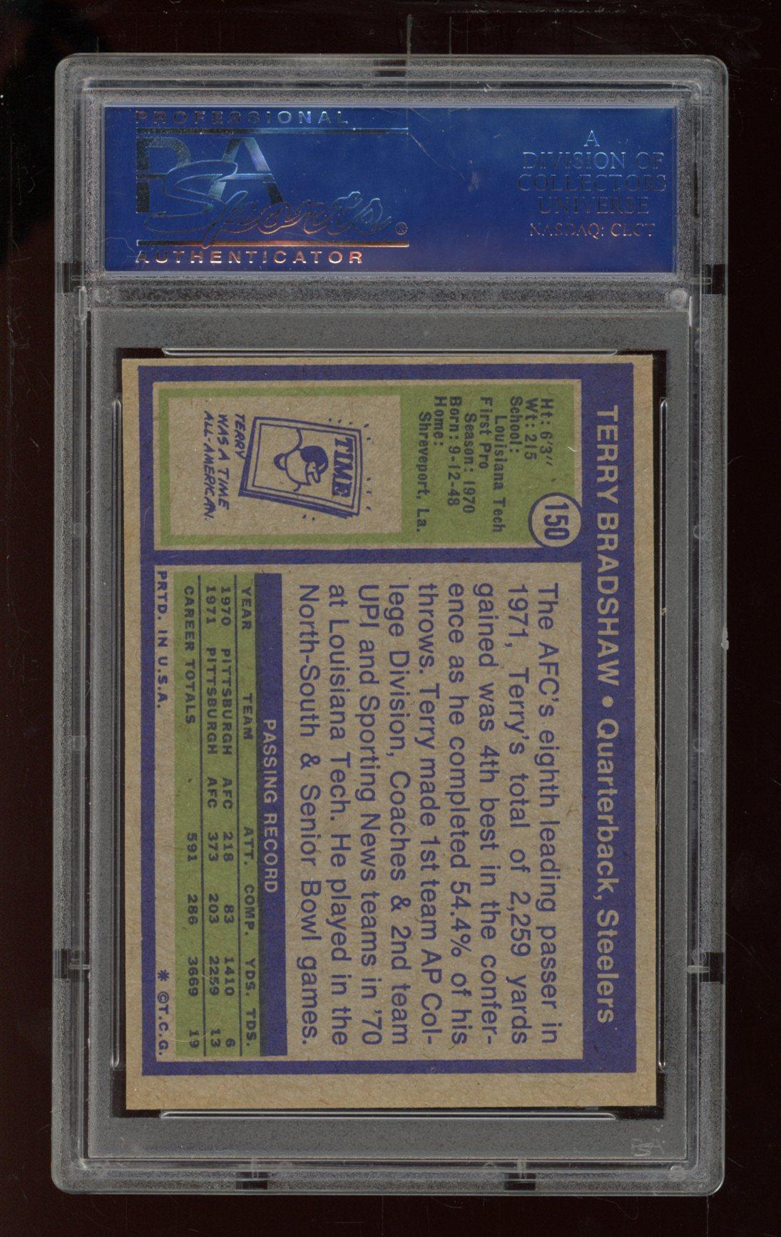 Terry Bradshaw 1972 Topps #150 (PSA 9) (OC) at PristineAuction.com Terry Bradshaw 1972 Topps #150 (PSA 9) (OC) at PristineAuction.com