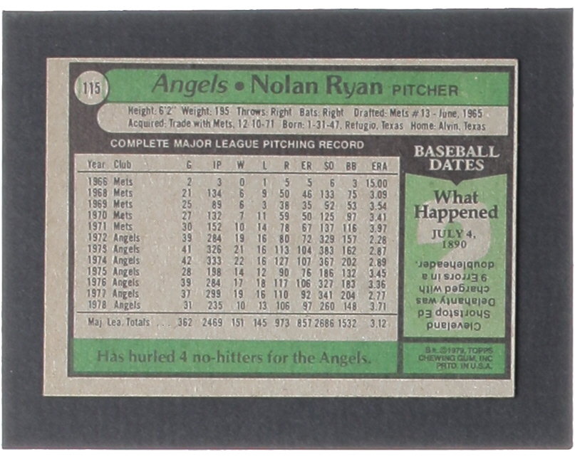 Nolan Ryan 1979 Topps #115 at PristineAuction.com Nolan Ryan 1979 Topps #115 at PristineAuction.com