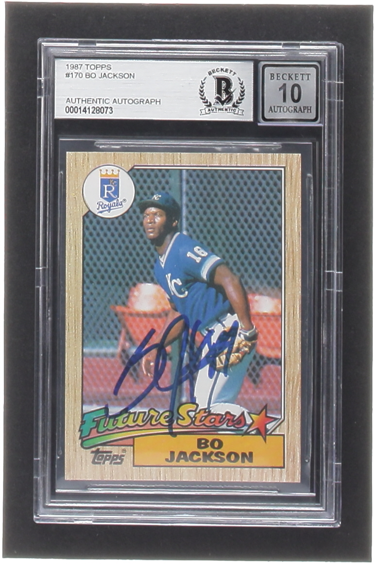 Bo Jackson Signed 1987 Topps #170 RC (BGS | Auto 10) at PristineAuction.com Bo Jackson Signed 1987 Topps #170 RC (BGS | Auto 10) at PristineAuction.com