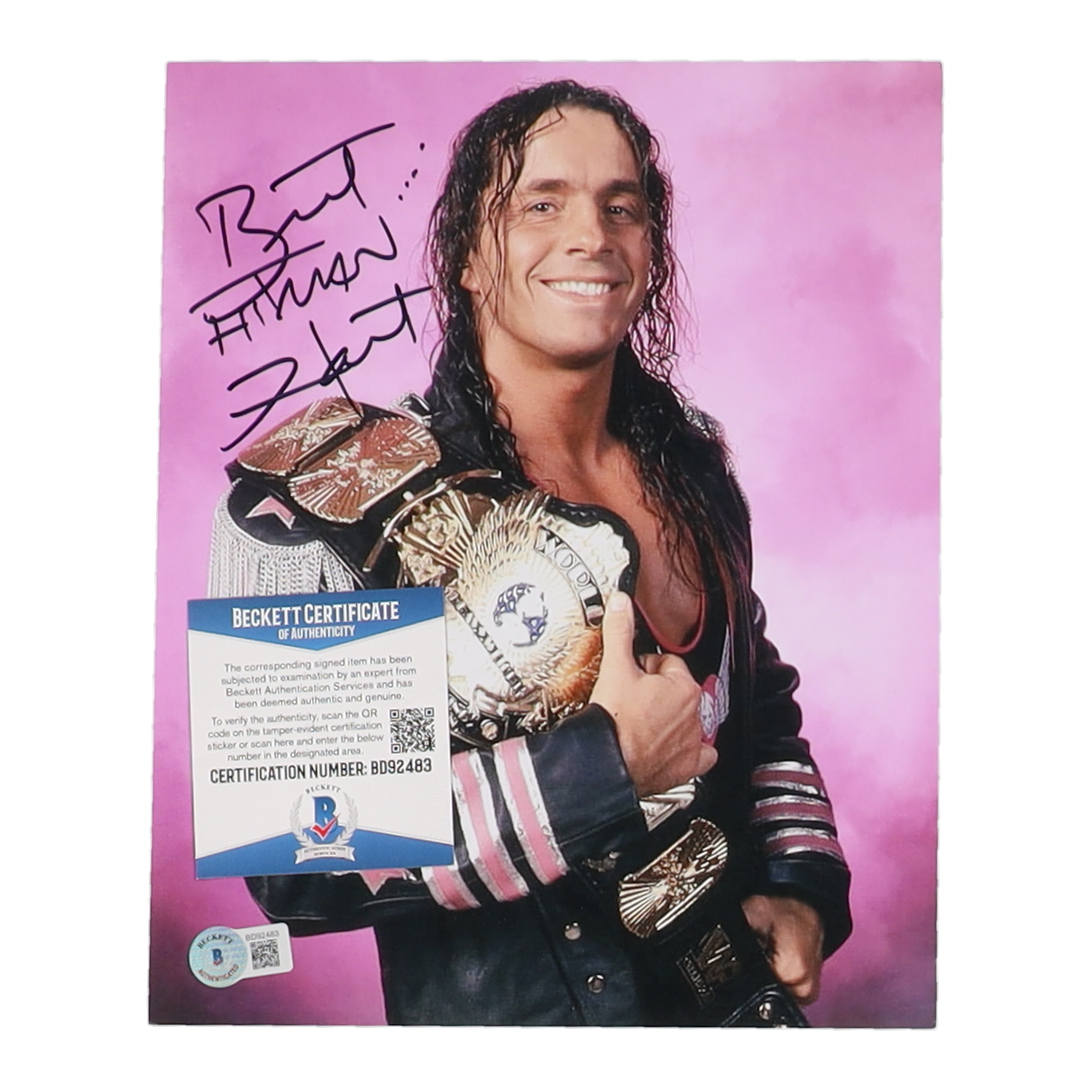 Brett "Hitman" Hart Signed WWE 8x10 Photo (Beckett) at PristineAuction.com Brett "Hitman" Hart Signed WWE 8x10 Photo (Beckett) at PristineAuction.com