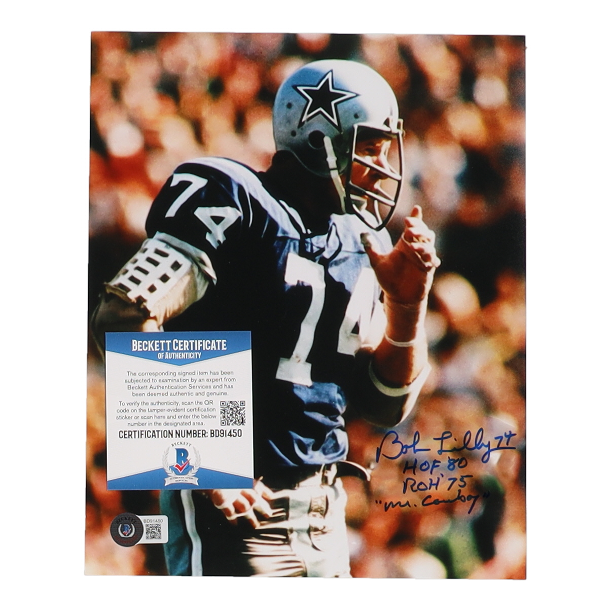 Bob Lilly Signed Cowboys 8x10 Photo Inscribed "HOF 1980," "ROH '75" & "Mr. Cowboy" (Beckett) at PristineAuction.com Bob Lilly Signed Cowboys 8x10 Photo Inscribed "HOF 1980," "ROH '75" & "Mr. Cowboy" (Beckett) at PristineAuction.com