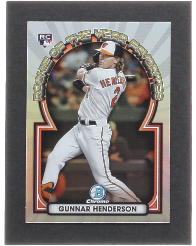 Gunnar Henderson 2023 Bowman Chrome Rookie of the Year Favorites #ROYF15 RC at PristineAuction.com Gunnar Henderson 2023 Bowman Chrome Rookie of the Year Favorites #ROYF15 RC at PristineAuction.com