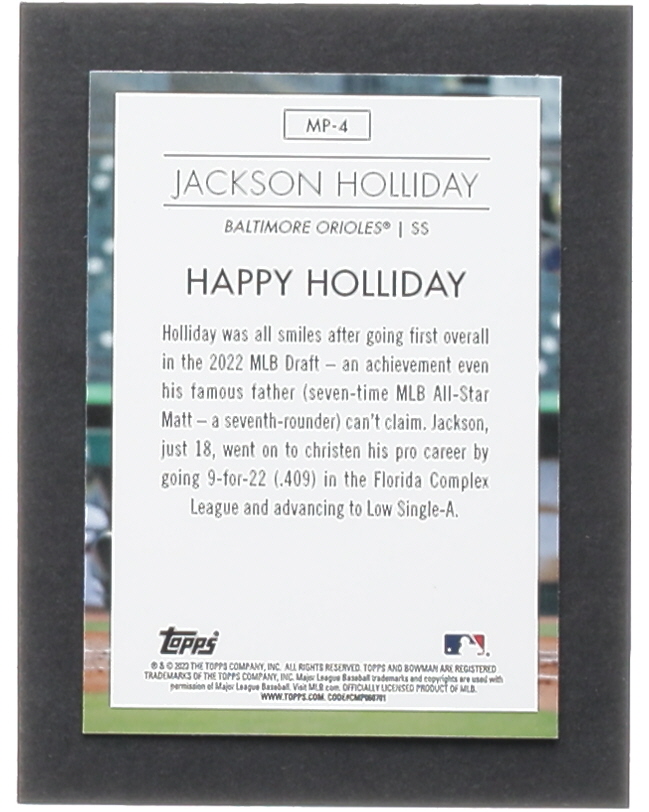 Jackson Holliday 2023 Bowman Chrome Modern Prospect #MP4 RC at PristineAuction.com Jackson Holliday 2023 Bowman Chrome Modern Prospect #MP4 RC at PristineAuction.com