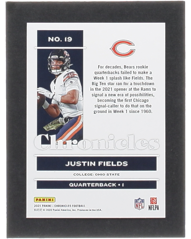 Justin Fields 2021 Panini Chronicles Pink #19 RC at PristineAuction.com Justin Fields 2021 Panini Chronicles Pink #19 RC at PristineAuction.com