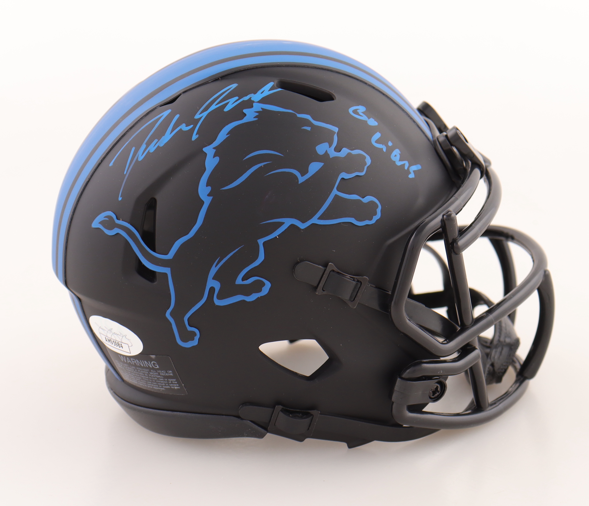 D'Andre Swift Signed Lions Eclipse Alternate Speed Mini Helmet Inscribed "Go Lions" (JSA) at PristineAuction.com D'Andre Swift Signed Lions Eclipse Alternate Speed Mini Helmet Inscribed "Go Lions" (JSA) at PristineAuction.com