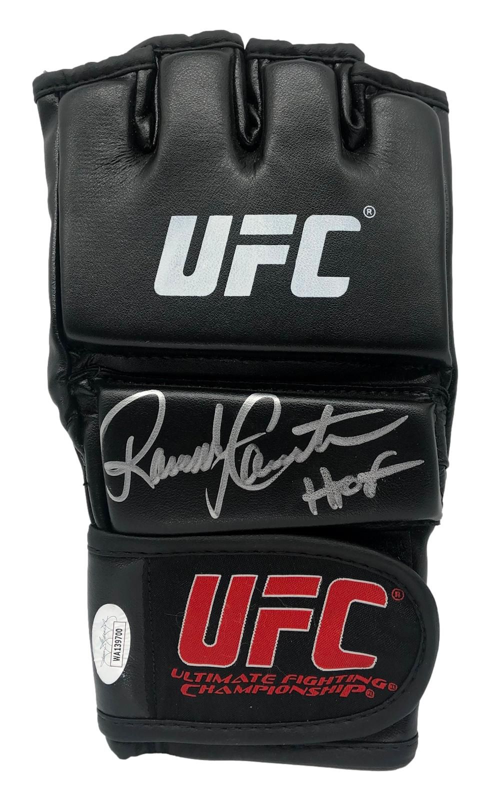 Randy Couture Signed UFC Fight Glove Inscribed "HOF" (JSA) at PristineAuction.com Randy Couture Signed UFC Fight Glove Inscribed "HOF" (JSA) at PristineAuction.com