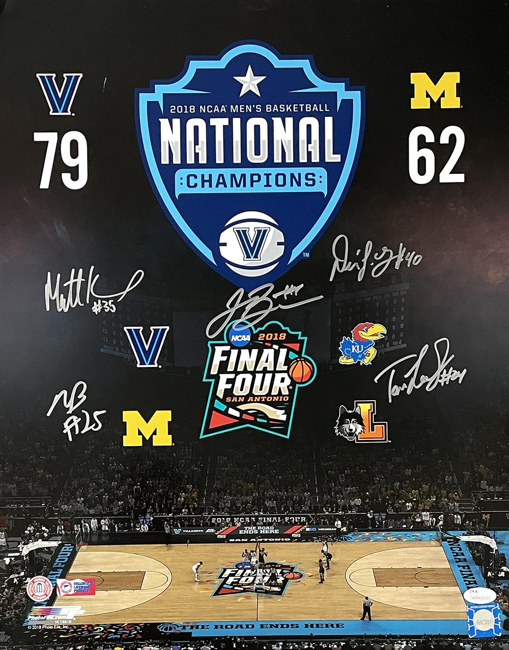 2018 Villanova Wildcats NCAA Final Four 16x20 Photo Team-Signed by (5) with Mikal Bridges, Jalen Brunson, Tom Leibig (JSA) at PristineAuction.com 2018 Villanova Wildcats NCAA Final Four 16x20 Photo Team-Signed by (5) with Mikal Bridges, Jalen Brunson, Tom Leibig (JSA) at PristineAuction.com