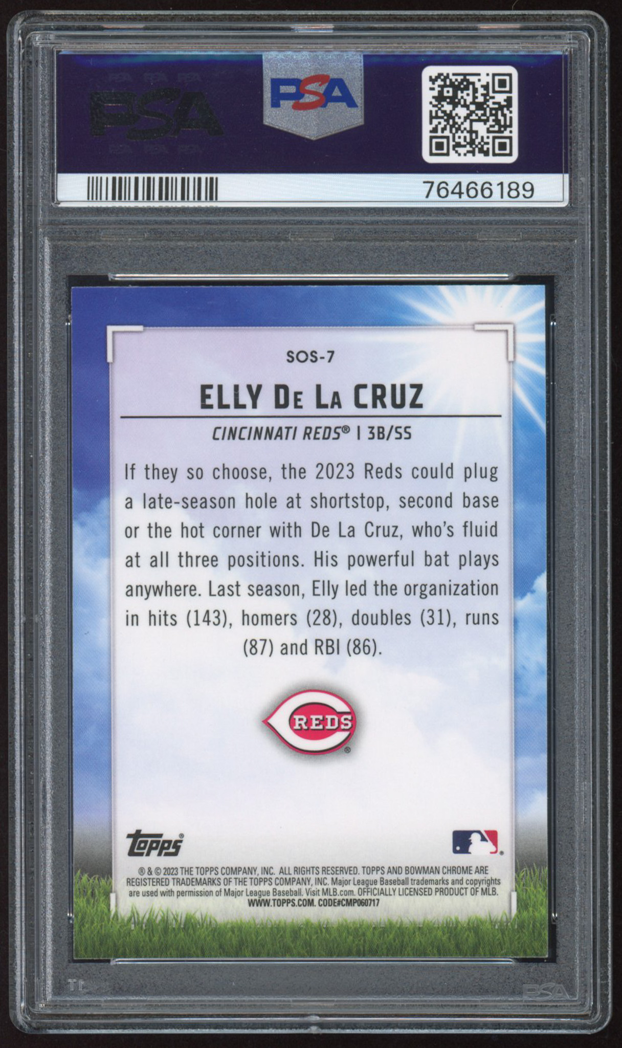 Elly De La Cruz 2023 Bowman Chrome Sights on September #SOS7 RC (PSA 10) at PristineAuction.com Elly De La Cruz 2023 Bowman Chrome Sights on September #SOS7 RC (PSA 10) at PristineAuction.com