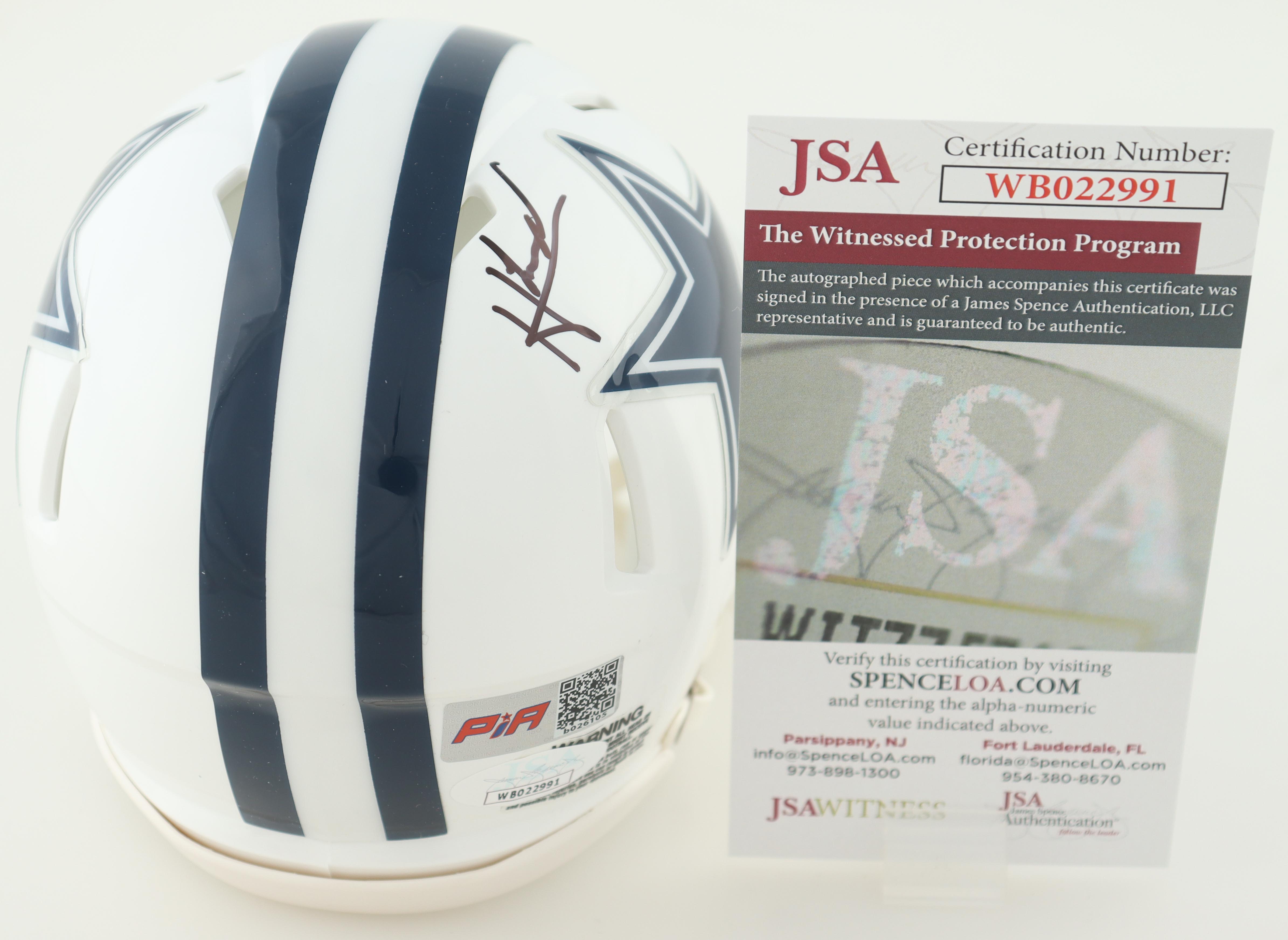 Hunter Leupke Signed Cowboys Throwback Speed Mini Helmet (JSA & PIA) at PristineAuction.com Hunter Leupke Signed Cowboys Throwback Speed Mini Helmet (JSA & PIA) at PristineAuction.com