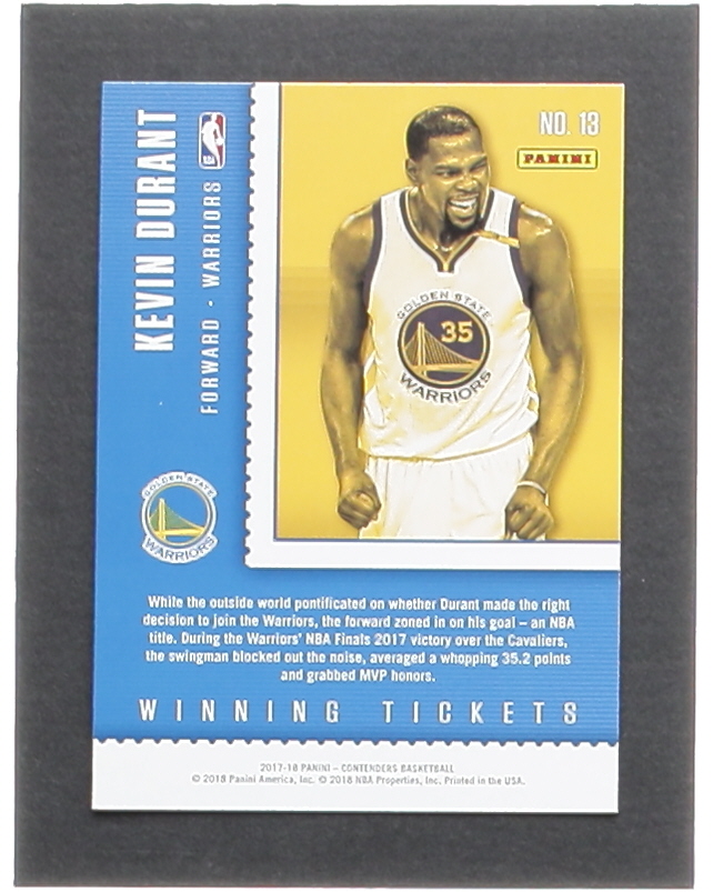 Kevin Durant 2017-18 Panini Contenders Winning Tickets #13 at PristineAuction.com Kevin Durant 2017-18 Panini Contenders Winning Tickets #13 at PristineAuction.com