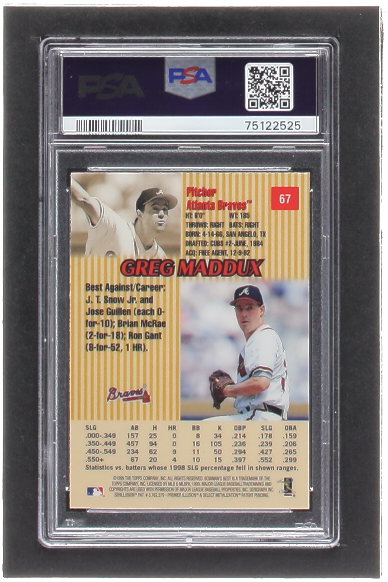 Greg Maddux Signed 1999 Bowman's Best #67 (PSA | Auto Grade 10) at PristineAuction.com Greg Maddux Signed 1999 Bowman's Best #67 (PSA | Auto Grade 10) at PristineAuction.com