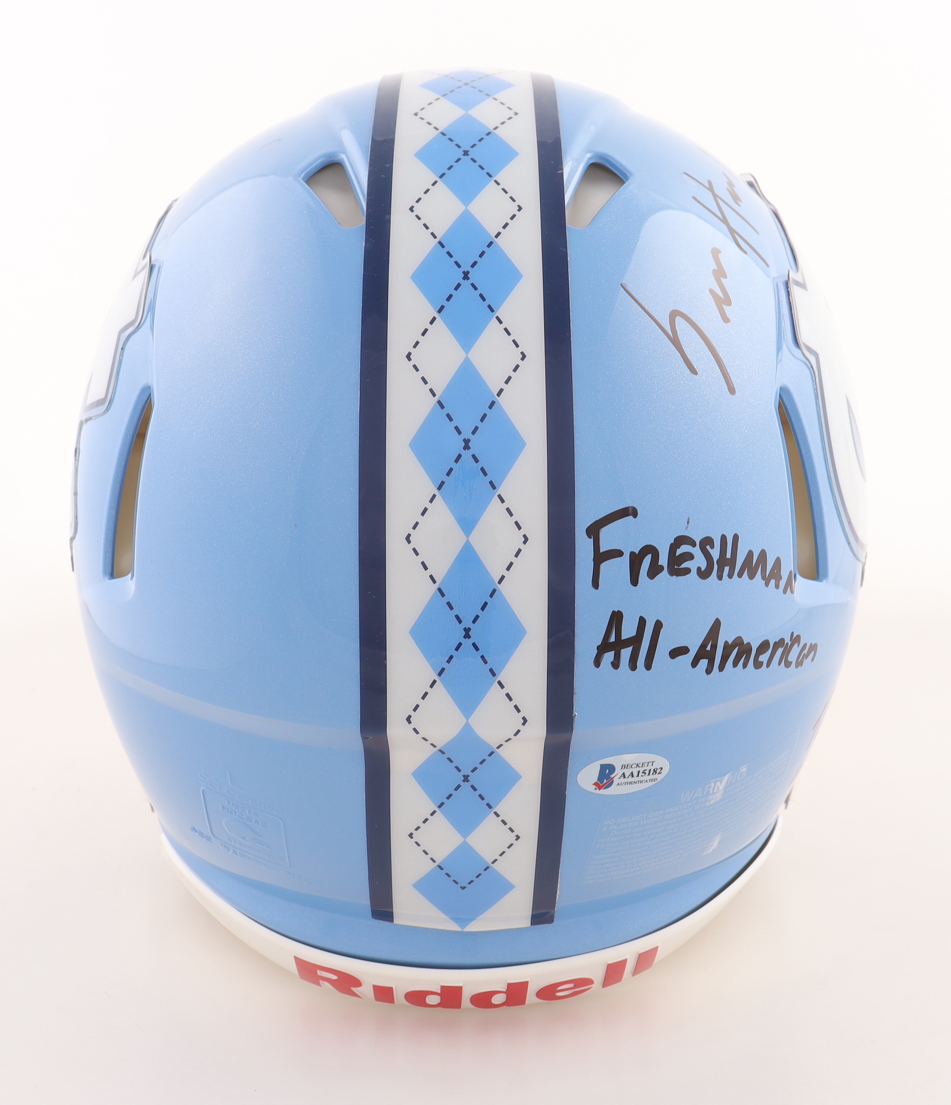 Sam Howell Signed North Carolina Tar Heels Full-Size Authentic On-Field Speed Helmet Inscribed "Freshman All-American", "GO HEELS!" & "Tobacco Roads Finest" (Beckett) at PristineAuction.com Sam Howell Signed North Carolina Tar Heels Full-Size Authentic On-Field Speed Helmet Inscribed "Freshman All-American", "GO HEELS!" & "Tobacco Roads Finest" (Beckett) at PristineAuction.com