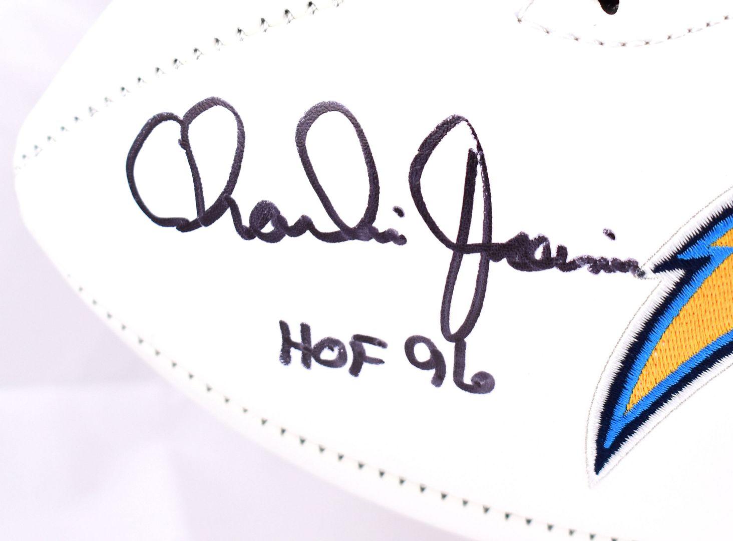 Dan Fouts, Kellen Winslow & Charlie Joiner Signed Chargers Logo Football with HOF Inscriptions (Beckett) at PristineAuction.com Dan Fouts, Kellen Winslow & Charlie Joiner Signed Chargers Logo Football with HOF Inscriptions (Beckett) at PristineAuction.com