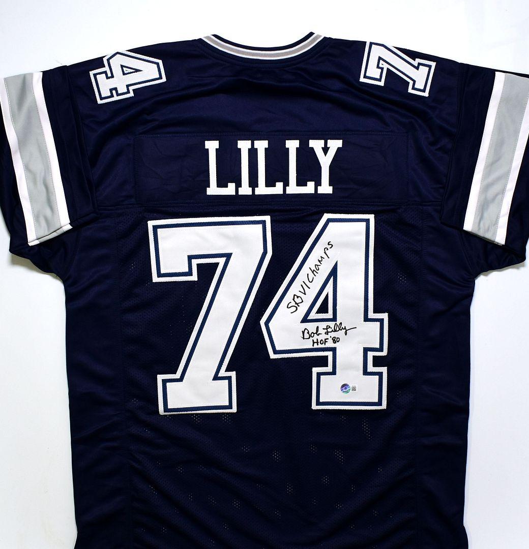 Bob Lilly Signed Jersey Inscribed "HOF 80" & "SB VI Champs" (Beckett) at PristineAuction.com Bob Lilly Signed Jersey Inscribed "HOF 80" & "SB VI Champs" (Beckett) at PristineAuction.com