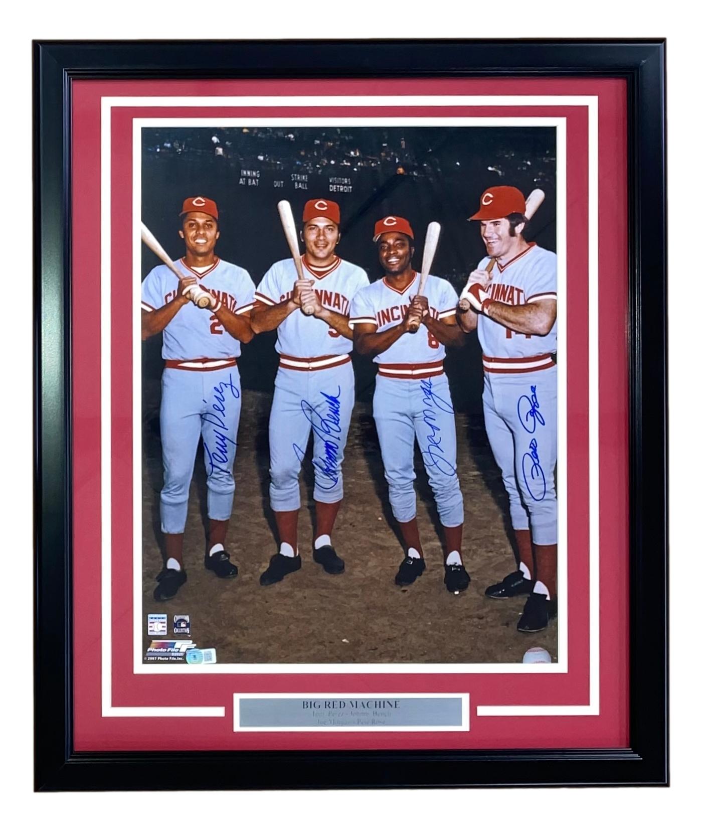 "Big Red Machine" Reds Custom Framed Photo Signed By Tony Perez, Johnny Bench, Joe Morgan & Pete Rose (Beckett) at PristineAuction.com "Big Red Machine" Reds Custom Framed Photo Signed By Tony Perez, Johnny Bench, Joe Morgan & Pete Rose (Beckett) at PristineAuction.com