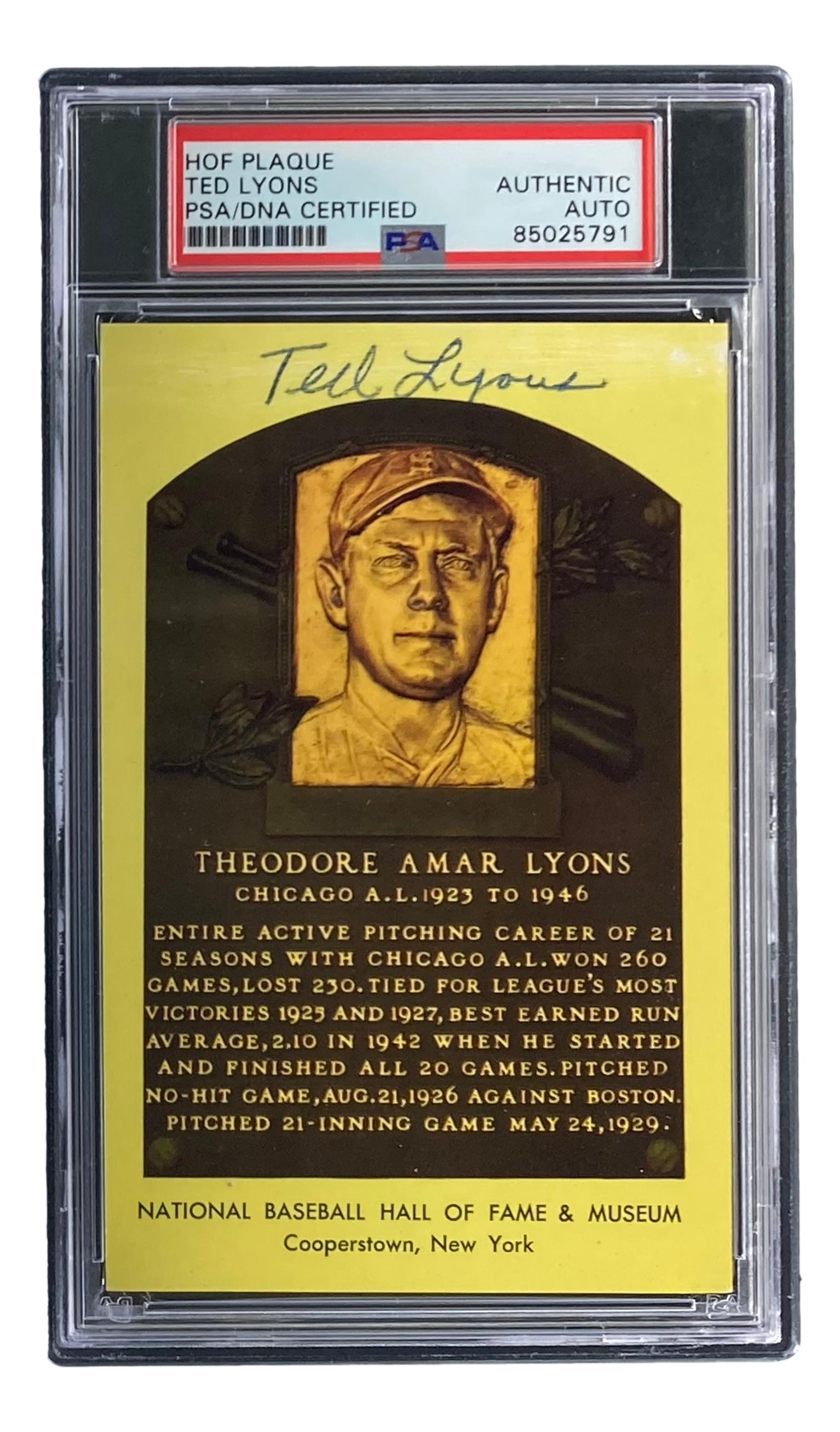 Ted Lyons Signed Hall of Fame Plaque Postcard (PSA) at PristineAuction.com Ted Lyons Signed Hall of Fame Plaque Postcard (PSA) at PristineAuction.com