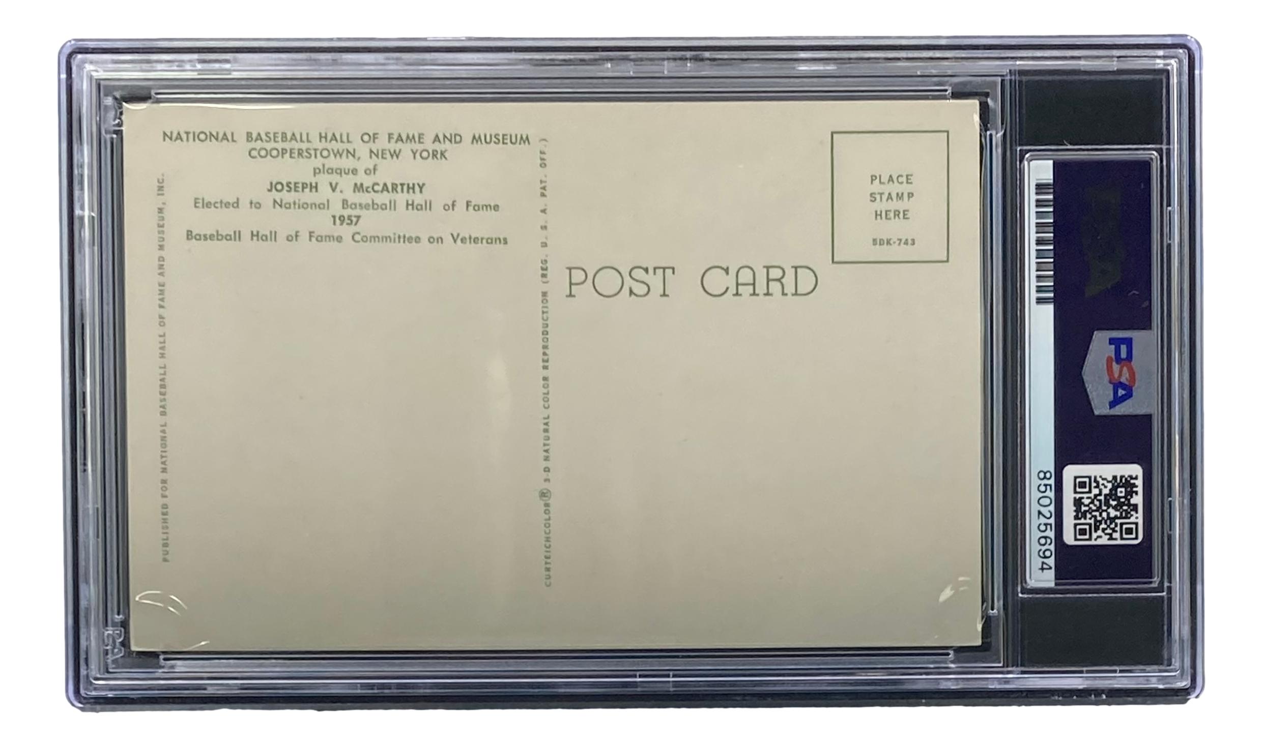 Joe McCarthy Signed Hall of Fame Plaque Postcard (PSA) at PristineAuction.com Joe McCarthy Signed Hall of Fame Plaque Postcard (PSA) at PristineAuction.com