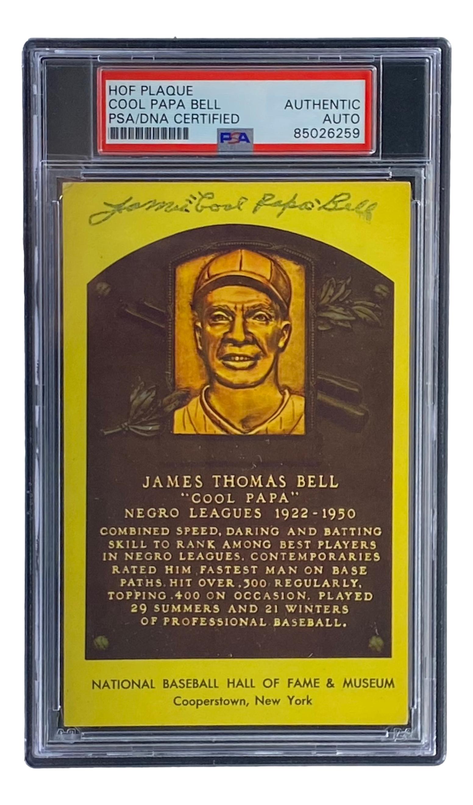 Cool Papa Bell Signed Hall of Fame Plaque Postcard (PSA) at PristineAuction.com Cool Papa Bell Signed Hall of Fame Plaque Postcard (PSA) at PristineAuction.com