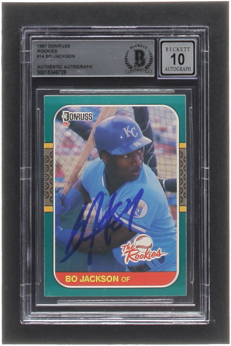 Bo Jackson Signed 1987 Donruss Rookies #14 RC (BGS | Auto 10) at PristineAuction.com Bo Jackson Signed 1987 Donruss Rookies #14 RC (BGS | Auto 10) at PristineAuction.com