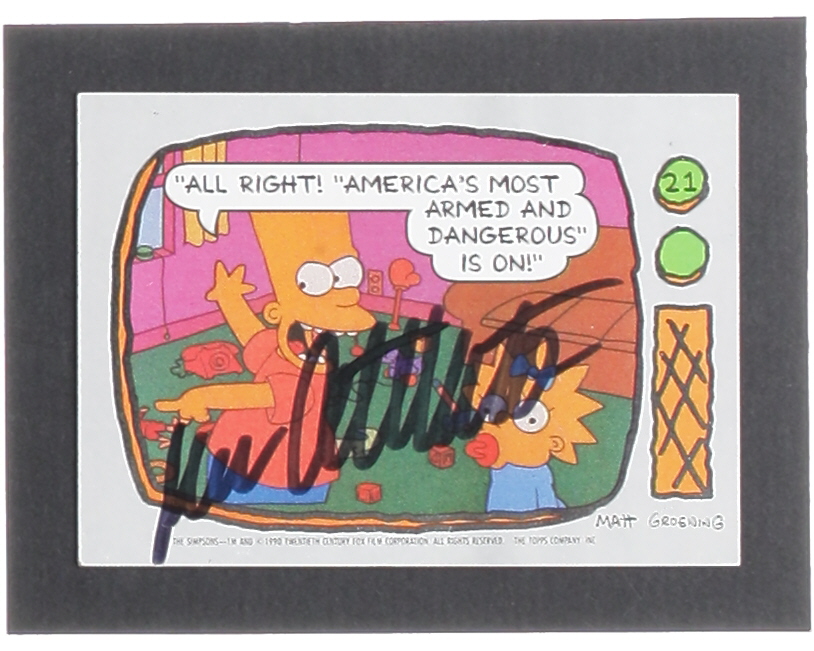 Dan Castellaneta Signed 1990 Topps The Simpsons #21 All Right! (Beckett) at PristineAuction.com Dan Castellaneta Signed 1990 Topps The Simpsons #21 All Right! (Beckett) at PristineAuction.com