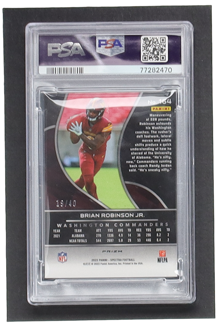 Brian Robinson Jr. 2022 Panini Spectra Astral #164 #19/40 RC (PSA 9) at PristineAuction.com Brian Robinson Jr. 2022 Panini Spectra Astral #164 #19/40 RC (PSA 9) at PristineAuction.com