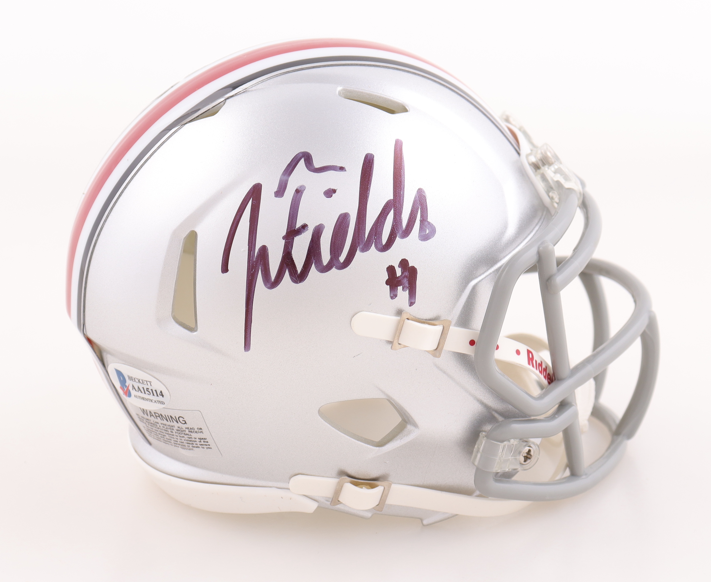 Justin Fields Signed Ohio State Buckeyes Speed Mini Helmet (Beckett) at PristineAuction.com Justin Fields Signed Ohio State Buckeyes Speed Mini Helmet (Beckett) at PristineAuction.com