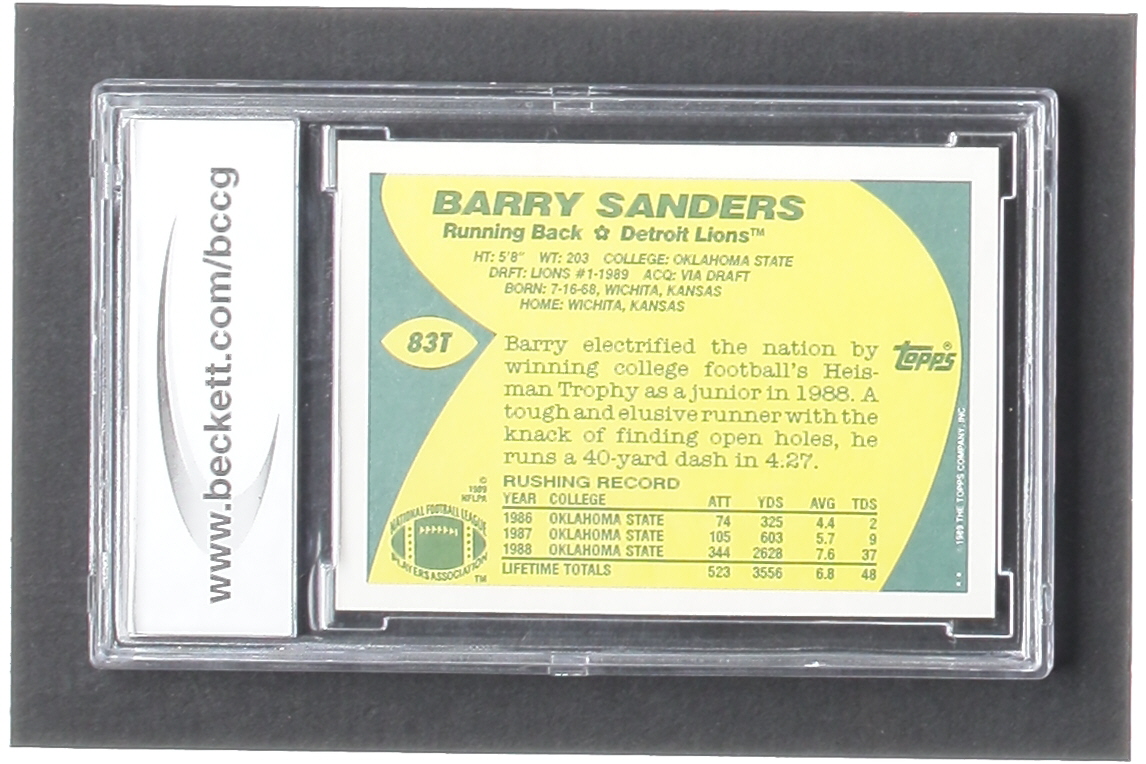 Barry Sanders 1989 Topps Traded #83T RC (BCCG 10) at PristineAuction.com Barry Sanders 1989 Topps Traded #83T RC (BCCG 10) at PristineAuction.com