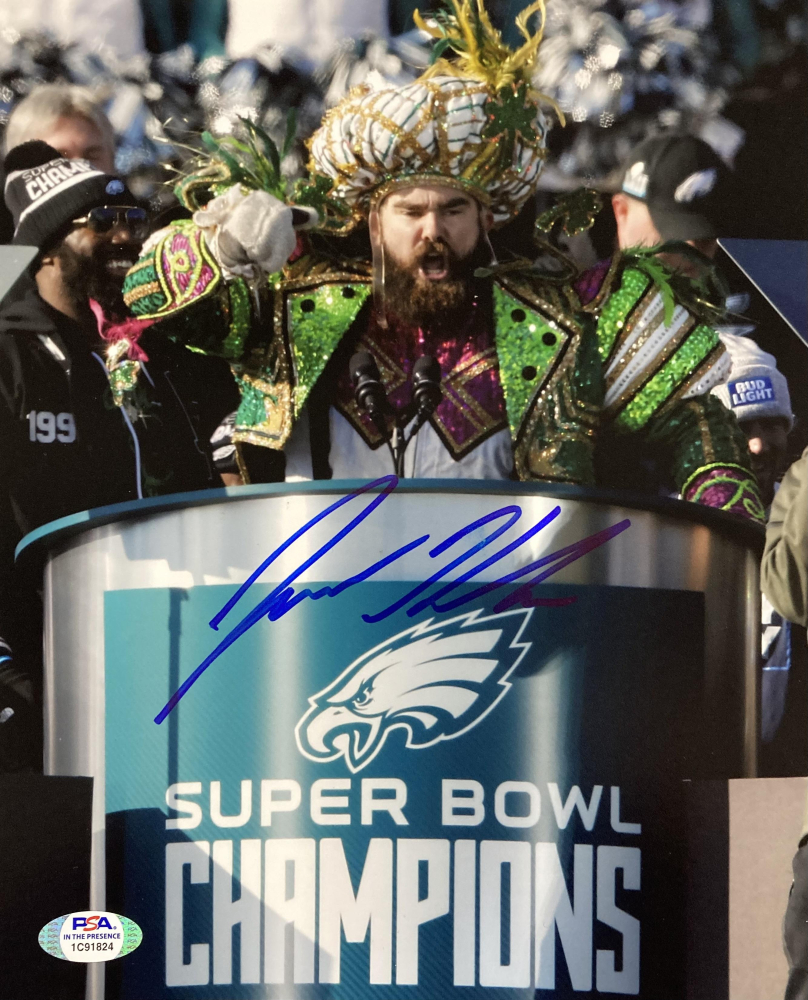 Autographed Jason Kelce Eagles Parade Speech Mummers 16x20 Photo – JSA COA (Gem Mint)