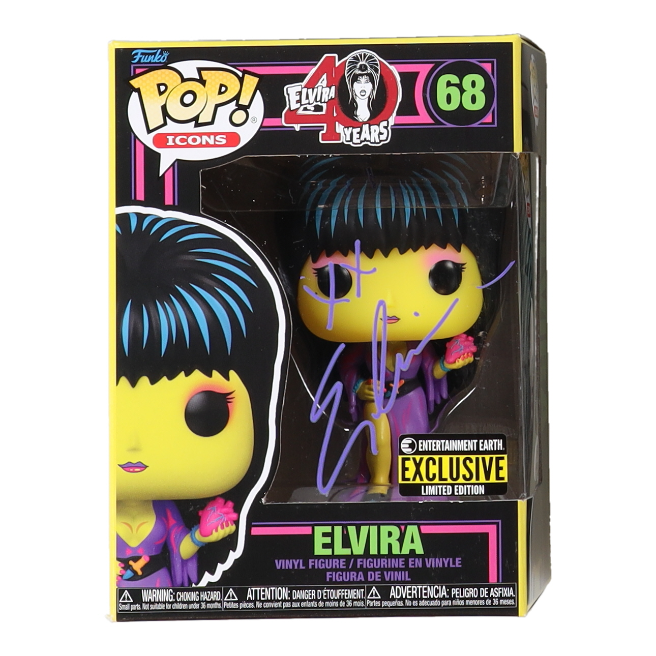 Cassandra Peterson Signed "Elvira: Mistress of the Dark" #68 Elvira Black Light Funko Pop! Vinyl Figure Inscribed "XX" (PSA & Beckett) at PristineAuction.com Cassandra Peterson Signed "Elvira: Mistress of the Dark" #68 Elvira Black Light Funko Pop! Vinyl Figure Inscribed "XX" (PSA & Beckett) at PristineAuction.com