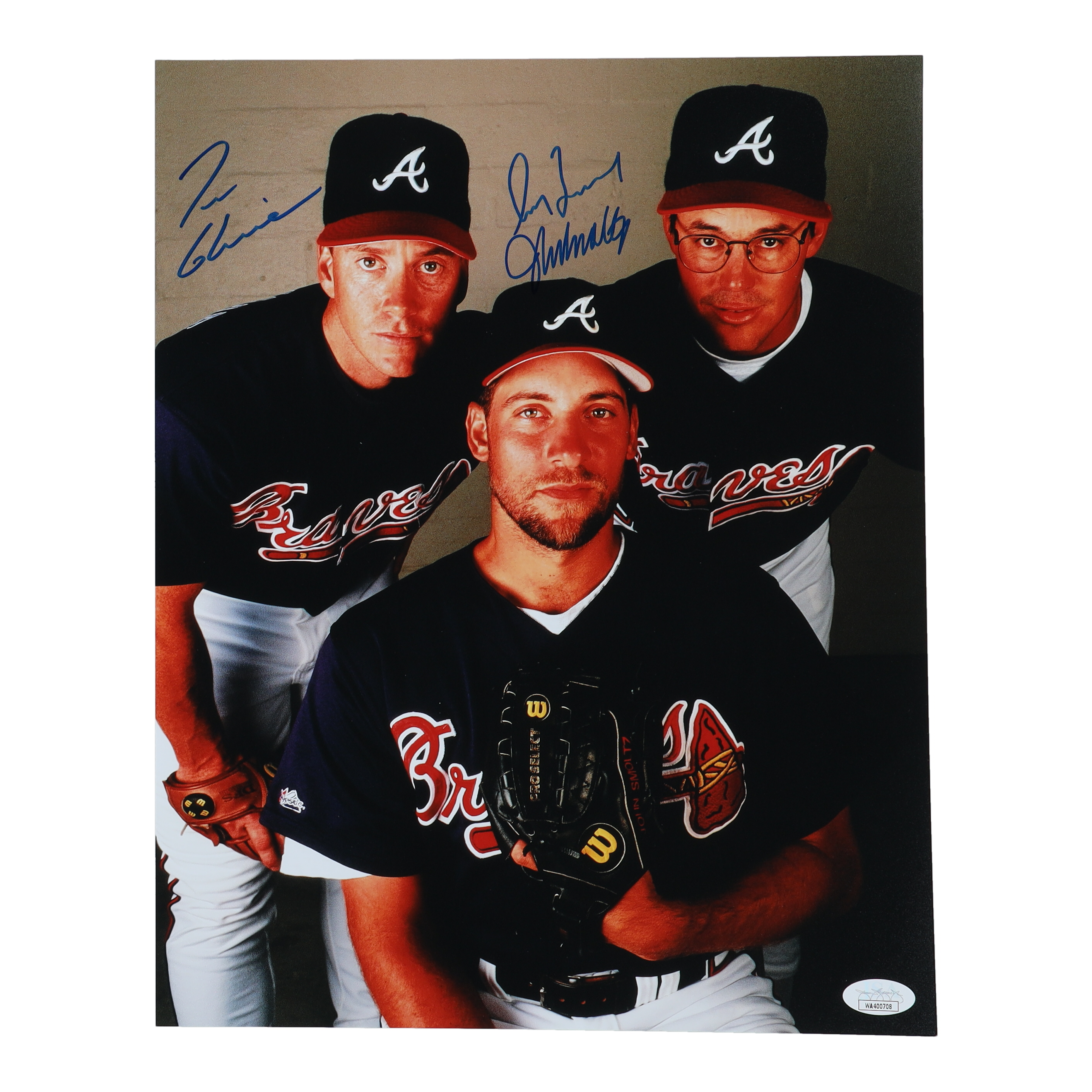 Tom Glavine, Greg Maddux & John Smoltz Signed Braves 11x14 Photo (JSA) at PristineAuction.com Tom Glavine, Greg Maddux & John Smoltz Signed Braves 11x14 Photo (JSA) at PristineAuction.com