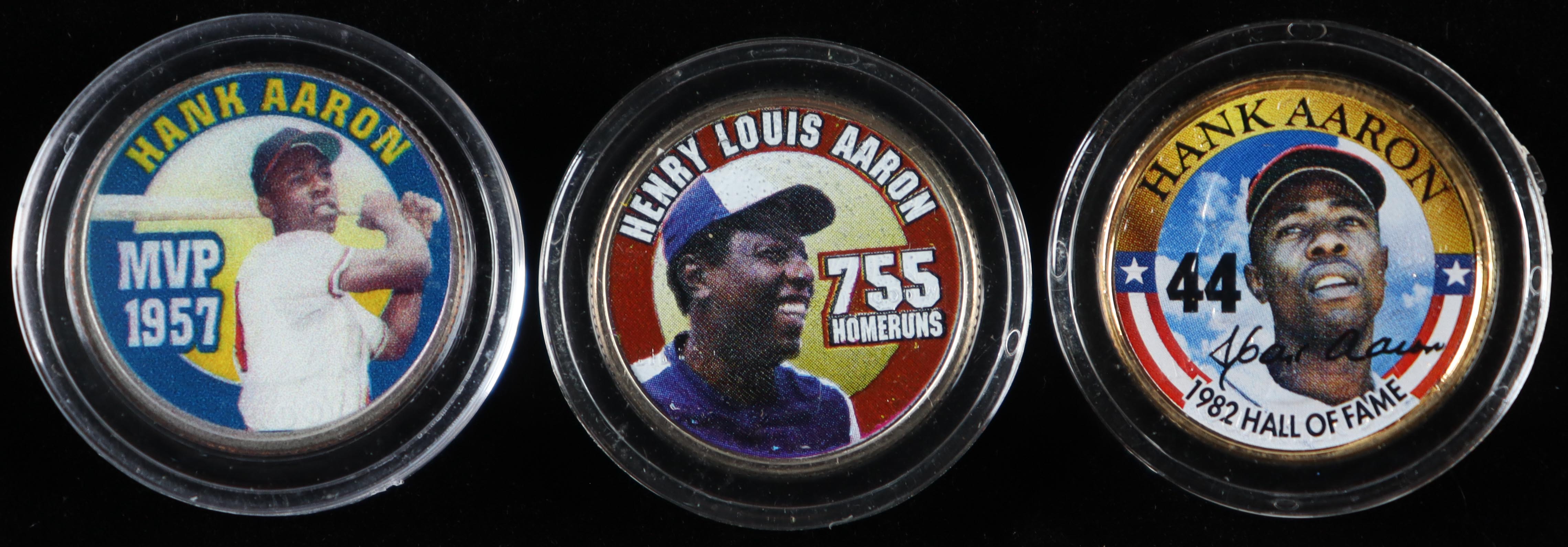 Baseball Legends Set of (3) US Statehood Quarters With Hank Aaron Color ...