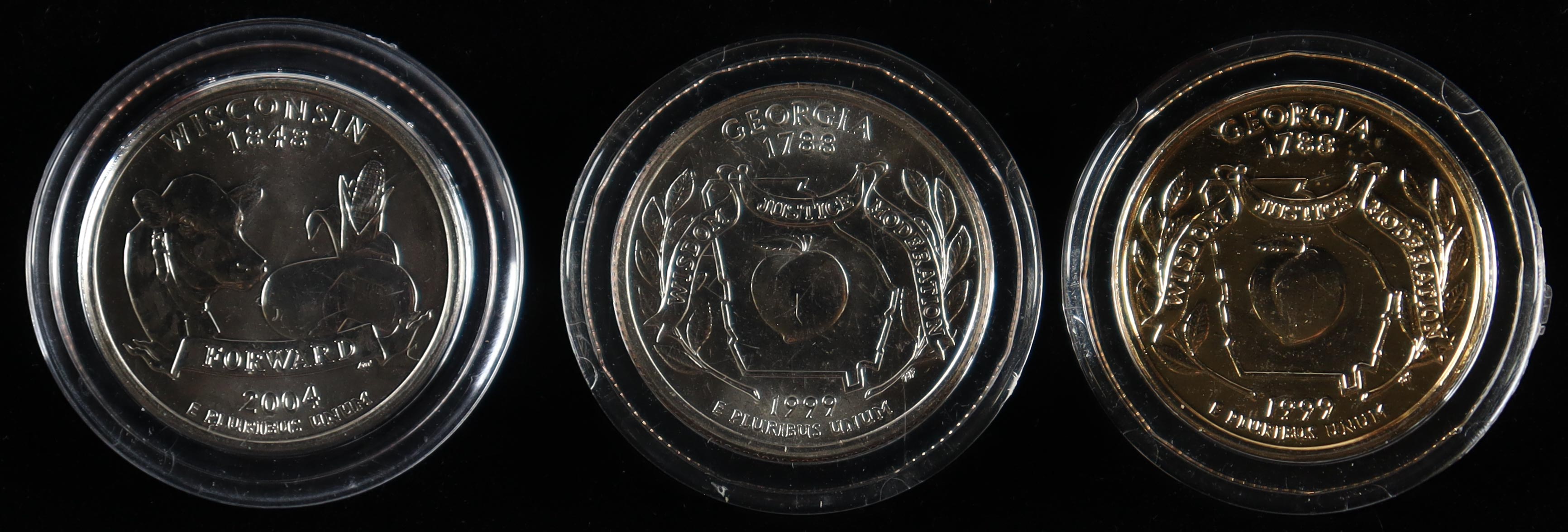 Baseball Legends Set of (3) US Statehood Quarters With Hank Aaron Color ...