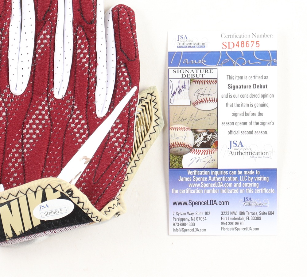 Derwin James Signed Florida State Seminoles Nike Football Glove (JSA) at PristineAuction.com Derwin James Signed Florida State Seminoles Nike Football Glove (JSA) at PristineAuction.com