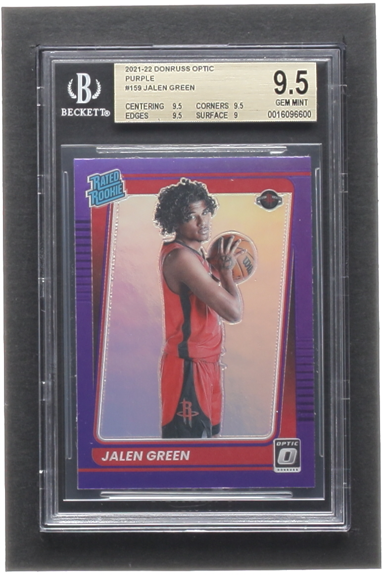 Jalen Green 2021-22 Donruss Optic Purple #159 RC (BGS 9.5) at PristineAuction.com Jalen Green 2021-22 Donruss Optic Purple #159 RC (BGS 9.5) at PristineAuction.com