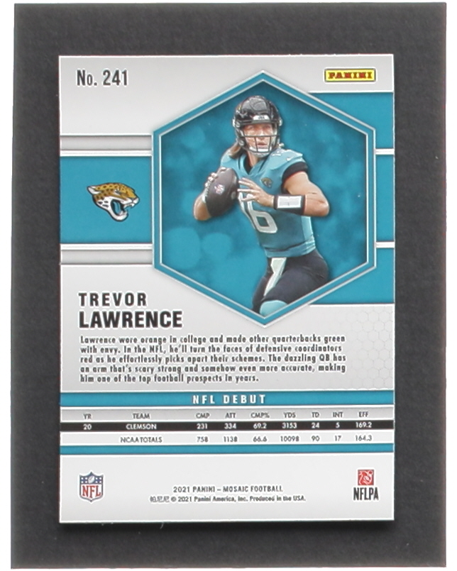 Trevor Lawrence 2021 Panini Mosaic #241 DEB RC at PristineAuction.com Trevor Lawrence 2021 Panini Mosaic #241 DEB RC at PristineAuction.com