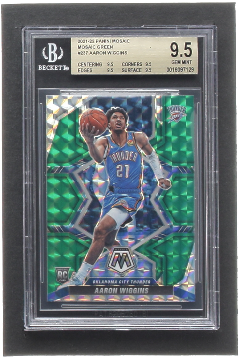 Aaron Wiggins 2021-22 Panini Mosaic Mosaic Green #237 RC (BGS 9.5) at PristineAuction.com Aaron Wiggins 2021-22 Panini Mosaic Mosaic Green #237 RC (BGS 9.5) at PristineAuction.com