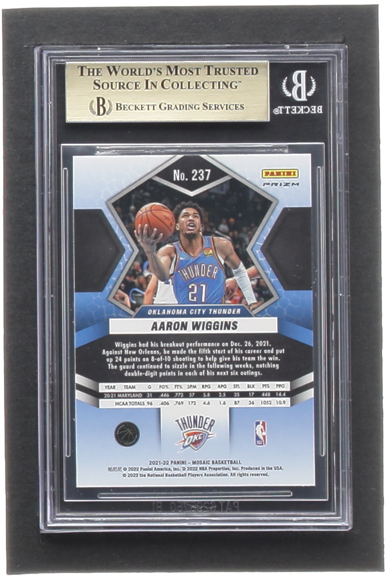 Aaron Wiggins 2021-22 Panini Mosaic Mosaic Green #237 RC (BGS 9.5) at PristineAuction.com Aaron Wiggins 2021-22 Panini Mosaic Mosaic Green #237 RC (BGS 9.5) at PristineAuction.com