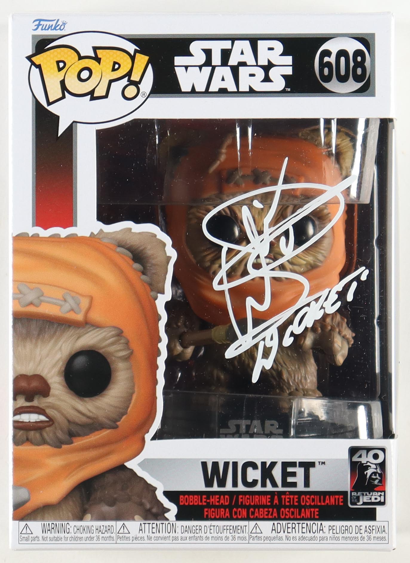 Warwick Davis Signed "Star Wars" #608 Wicket Funko Pop! Bobble-Head Vinyl Figure Inscribed "Wicket" (PA) at PristineAuction.com Warwick Davis Signed "Star Wars" #608 Wicket Funko Pop! Bobble-Head Vinyl Figure Inscribed "Wicket" (PA) at PristineAuction.com