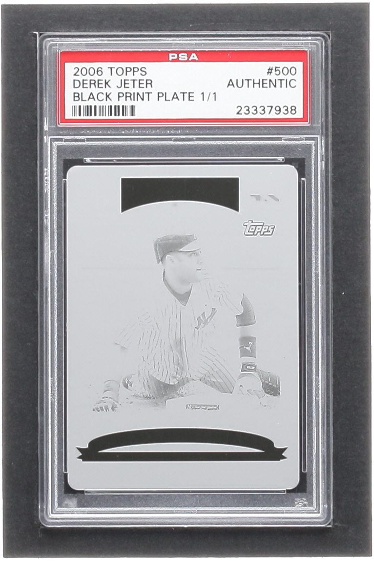 Derek Jeter 2006 Topps Printing Plates Black #500 #1/1 (PSA Authentic) at PristineAuction.com Derek Jeter 2006 Topps Printing Plates Black #500 #1/1 (PSA Authentic) at PristineAuction.com