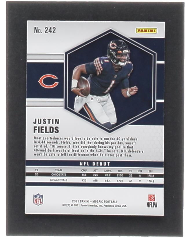 Justin Fields 2021 Panini Mosaic #242 DEB RC at PristineAuction.com Justin Fields 2021 Panini Mosaic #242 DEB RC at PristineAuction.com