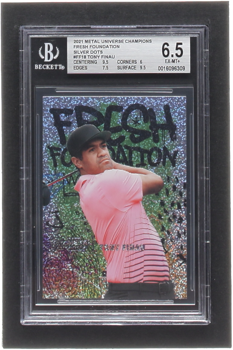 Tony Finau 2021 Metal Universe Champions Fresh Foundation Silver Dots #FF18 #25/99 (BGS 6.5) at PristineAuction.com Tony Finau 2021 Metal Universe Champions Fresh Foundation Silver Dots #FF18 #25/99 (BGS 6.5) at PristineAuction.com