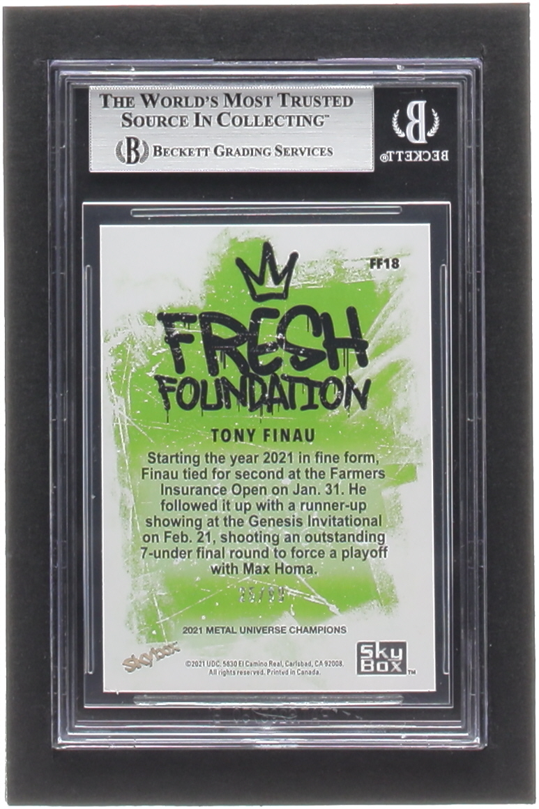 Tony Finau 2021 Metal Universe Champions Fresh Foundation Silver Dots #FF18 #25/99 (BGS 6.5) at PristineAuction.com Tony Finau 2021 Metal Universe Champions Fresh Foundation Silver Dots #FF18 #25/99 (BGS 6.5) at PristineAuction.com