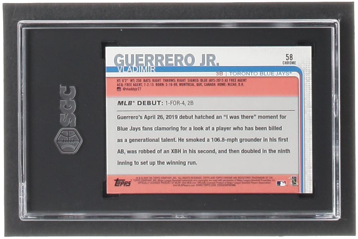 Vladimir Guerrero Jr. 2019 Topps Chrome Update #58 RD RC (SGC 10) at PristineAuction.com Vladimir Guerrero Jr. 2019 Topps Chrome Update #58 RD RC (SGC 10) at PristineAuction.com